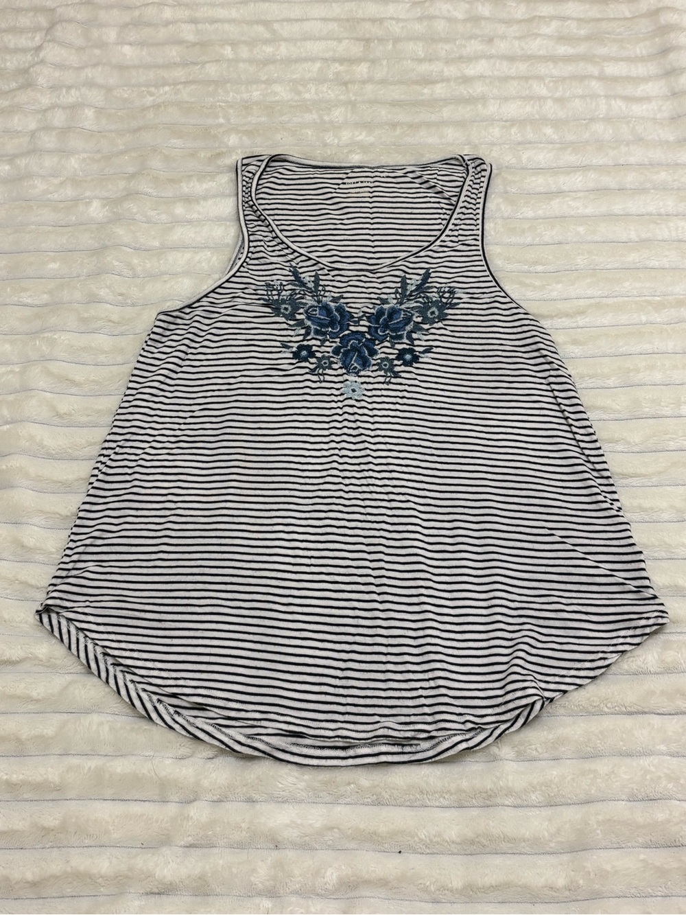 American Eagle Soft & Sexy floral embroidered tank top striped sz S